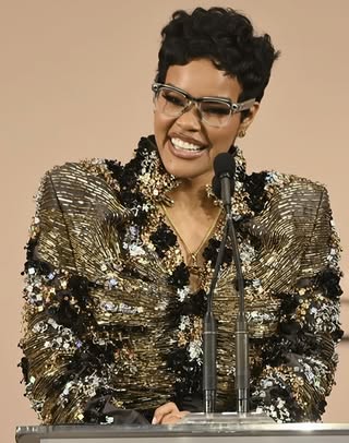 Actress @teyanataylor attended the 2026 Producers Guild Awards in Los Angeles wearing @kevingermanier look 10 from his Spring/Summer 26 Upcycled Couture collection "Les Chardonneuses". The look marked a standout moment for the Maison. 

styling @waymanandmicah